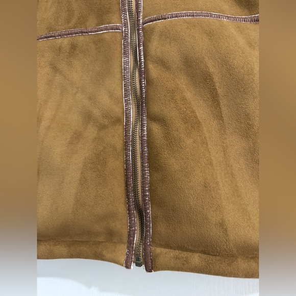 LADY HATHAWAY | Elegant Tan Teddy Jacket Faux Fur Trim Medium - Picture 4 of 11